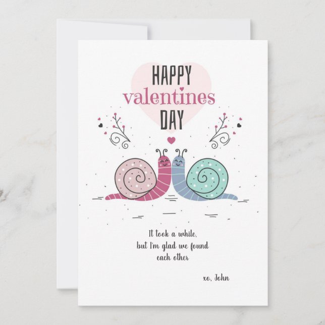 Snails in Love Valentine's Day Card (Front)
