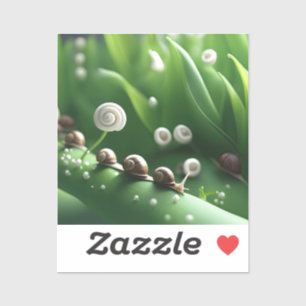 Snails lined up on green plants
