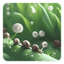 Snails lined up on green plants