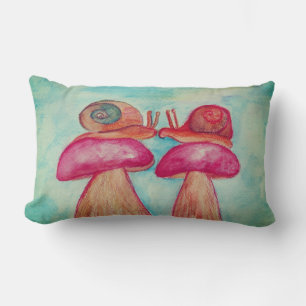 Snails Mushrooms Art Lumbar Pillow 33 cm x 53 cm
