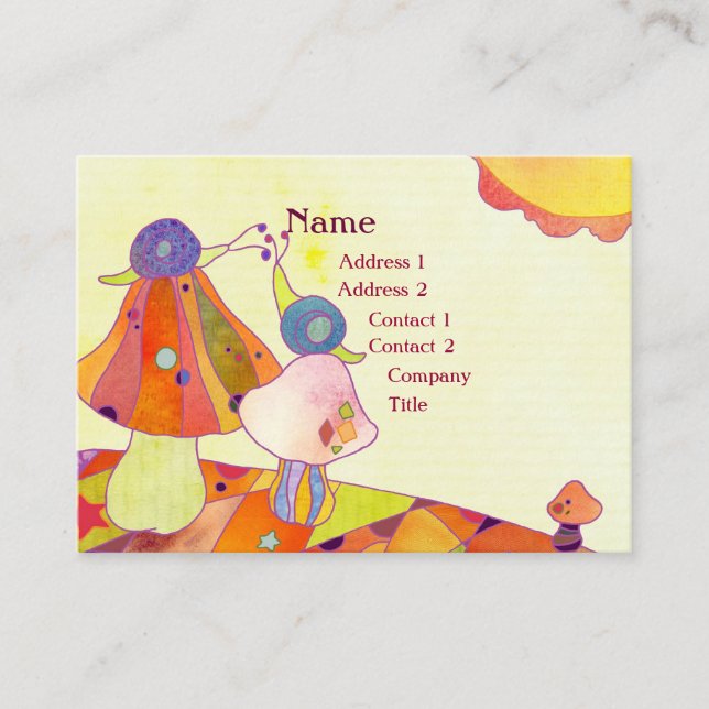 Snails on Mushrooms Childcare Business Card (Front)