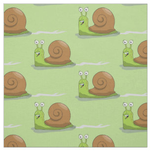 Snails Racing Green Fabric