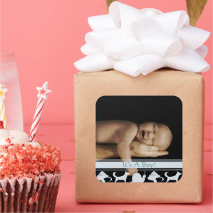 Snails Shells & Puppy Dog Tails Baby Boy Photo Square Sticker