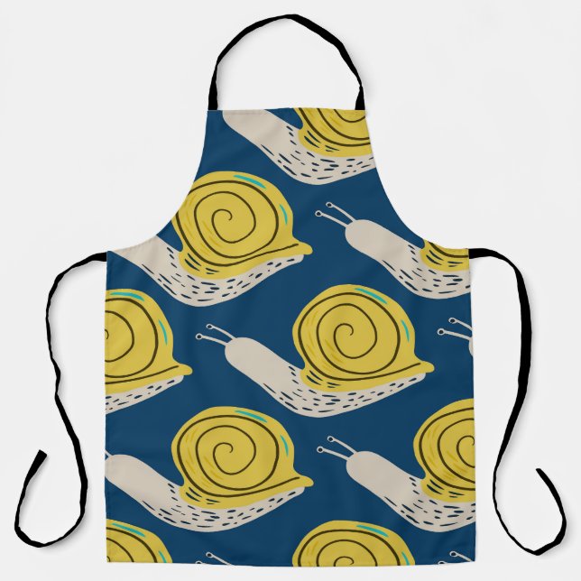Snails silhouettes: yellow, pink pattern. apron (Front)