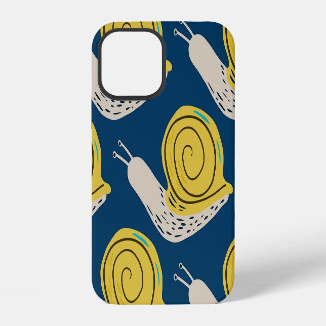 Snails silhouettes: yellow, pink pattern. iPhone case (Back)