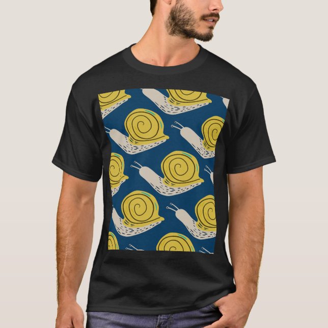 Snails silhouettes: yellow, pink pattern. T-Shirt (Front)