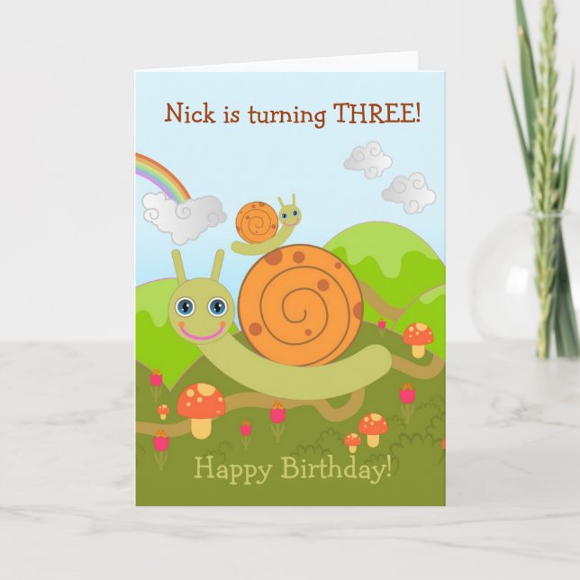 Snails wishing Happy Birthday! Card (Front)
