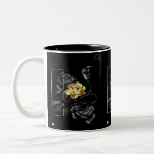 snake and rose mural, Two-Tone coffee mug