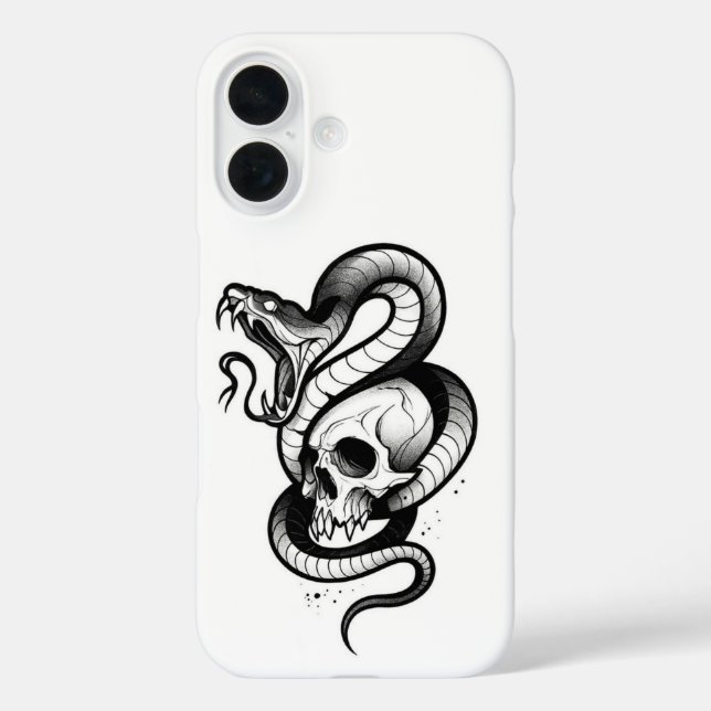 Snake and Skull Gothic iPhone Case – Dark Tattoo S (Back)