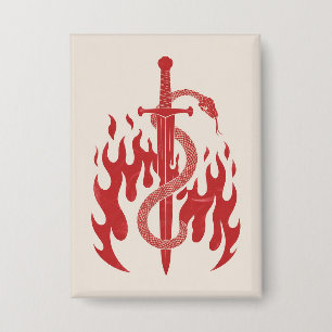 Snake and Sword Risograph Art Print   Red Flame 
