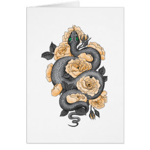 Snake and yellow roses
