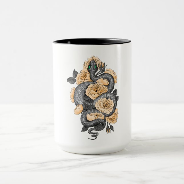 Snake and yellow roses mug (Center)