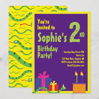 Snake Animal Kid's Birthday Party Invitations
