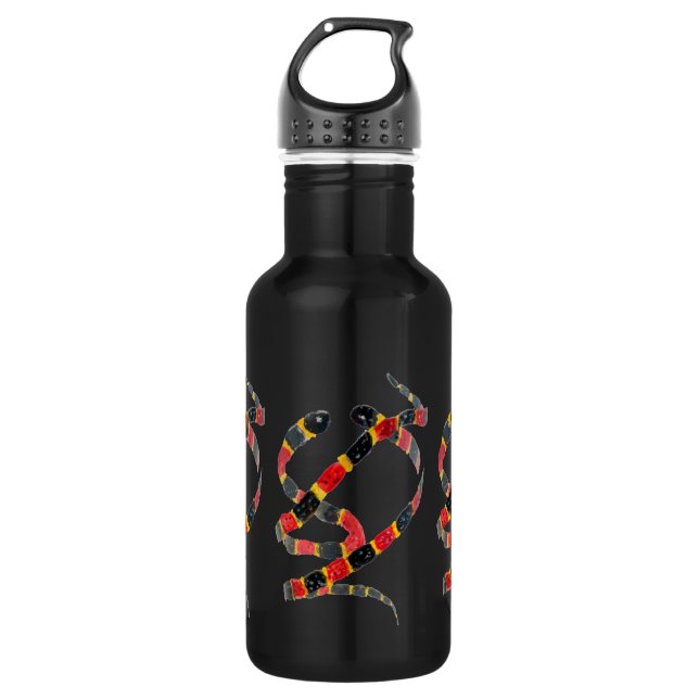 Snake Art Black Red 532 Ml Water Bottle (Front)