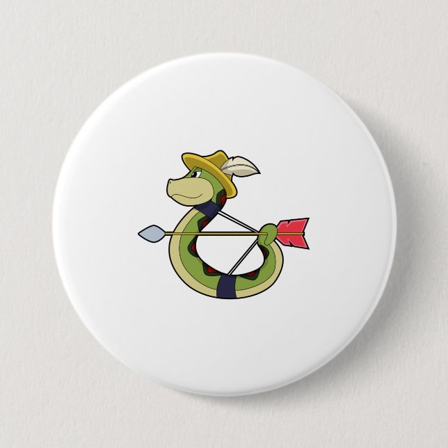 Snake as Archer with Bow & Arrow 3 Inch Round Button (Front)
