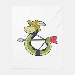 Snake as Archer with Bow & Arrow Fleece Blanket