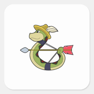 Snake as Archer with Bow & Arrow Square Sticker