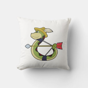 Snake as Archer with Bow & Arrow Throw Pillow