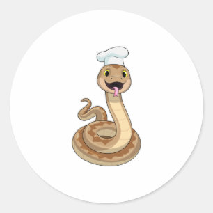 Snake as Cook with Chef hat Classic Round Sticker