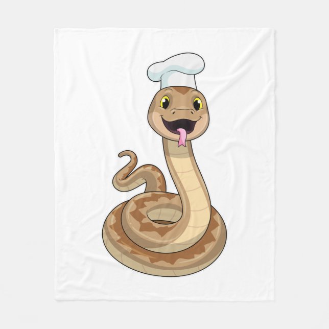 Snake as Cook with Chef hat Fleece Blanket (Front)