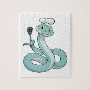 Snake as Cook with Chef hat Jigsaw Puzzle