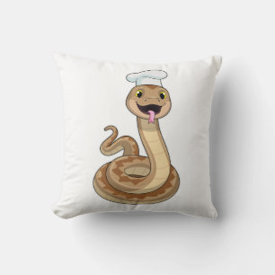 Snake as Cook with Chef hat Throw Pillow