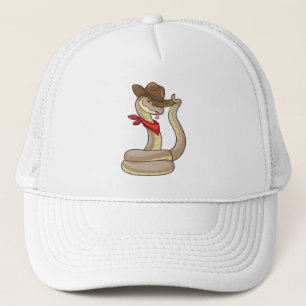 Snake as Cowboy with Scarf Trucker Hat