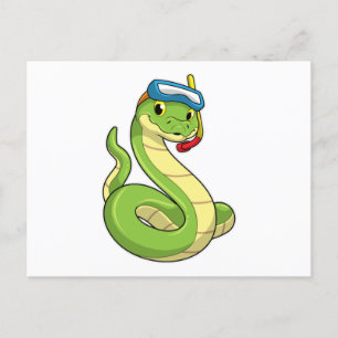 Snake as Diver wirth Snorkel Postcard