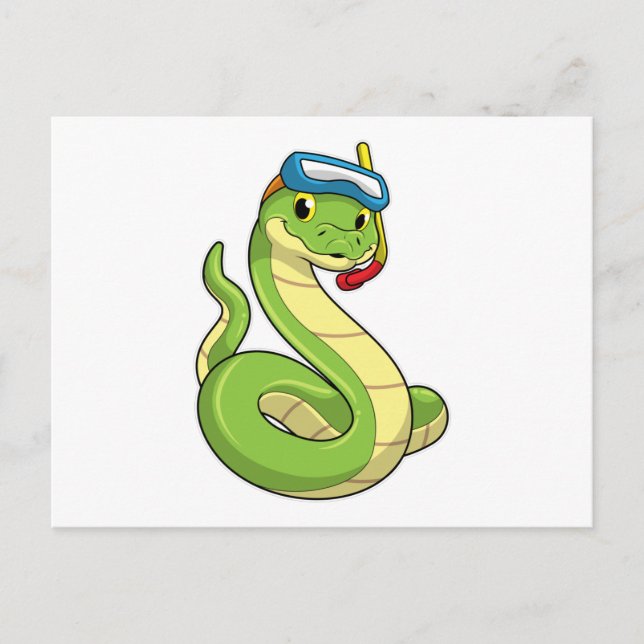 Snake as Diver wirth Snorkel Postcard (Front)