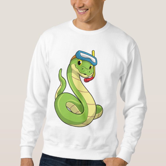 Snake as Diver wirth Snorkel Sweatshirt (Front)