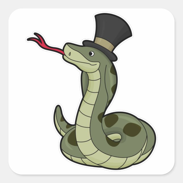 Snake as Gentleman & Hat Square Sticker (Front)