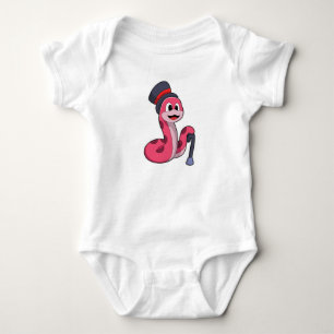 Snake as Gentleman with Hat & Walking stick Baby Bodysuit