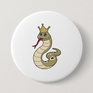 Snake as King with Crown 3 Inch Round Button