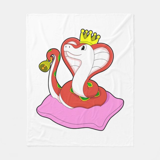 Snake as King with Crown Fleece Blanket (Front)