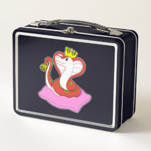 Snake as King with Crown Metal Lunch Box