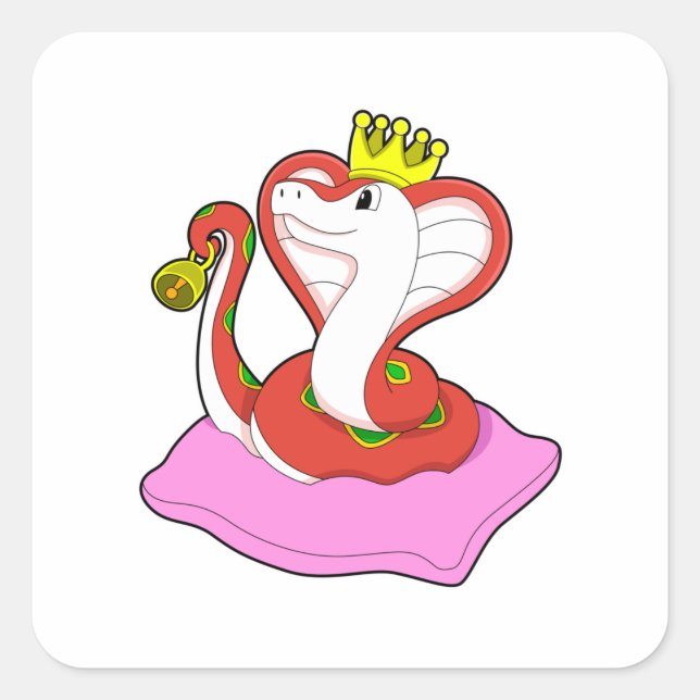 Snake as King with Crown Square Sticker (Front)