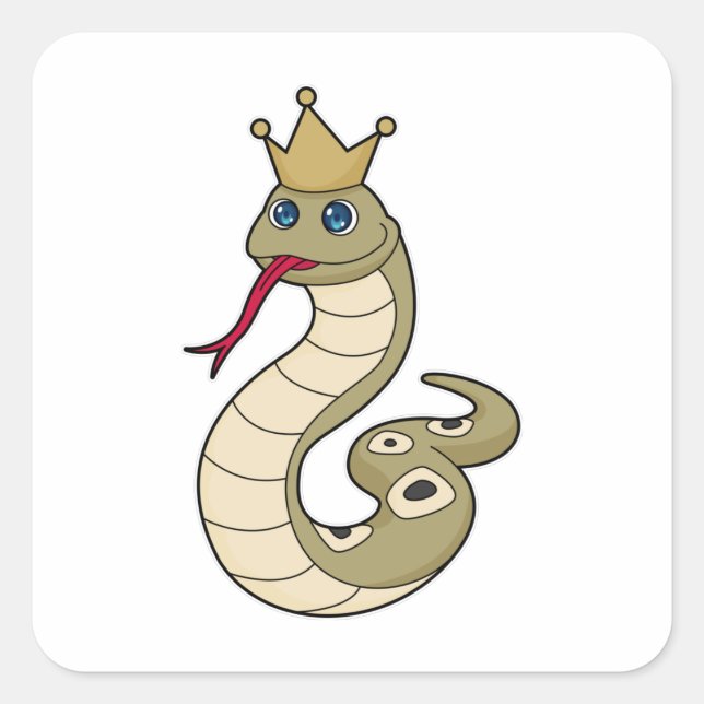 Snake as King with Crown Square Sticker (Front)