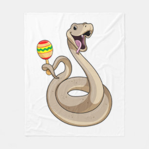 Snake as Musician with Maracas Fleece Blanket