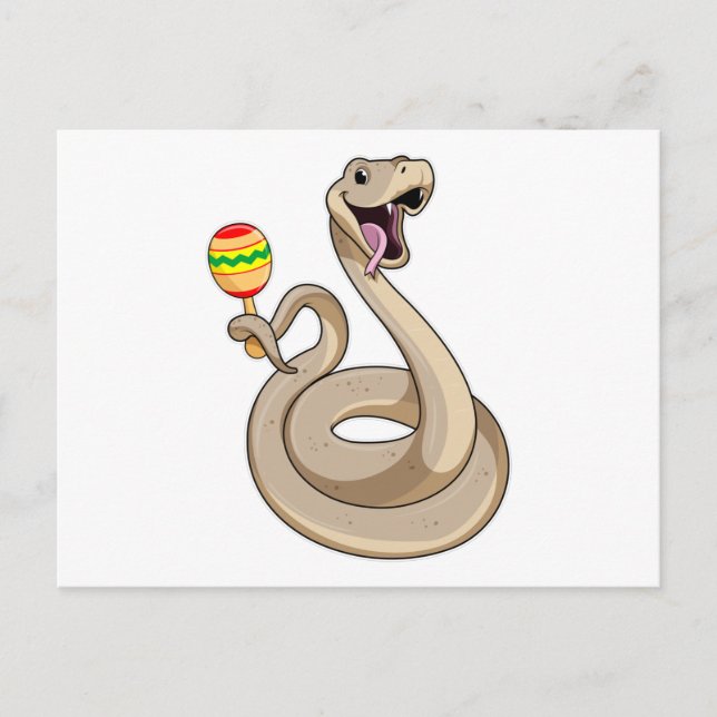 Snake as Musician with Maracas Postcard (Front)