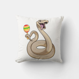 Snake as Musician with Maracas Throw Pillow