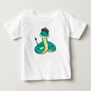 Snake as Painter with Paint brush Baby T-Shirt