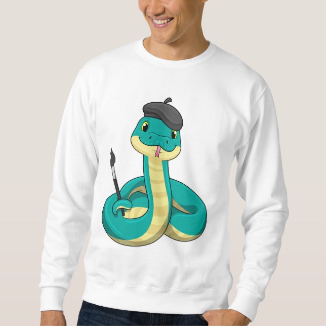 Snake as Painter with Paint brush Sweatshirt (Front)