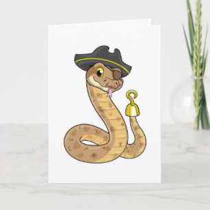 Snake as Pirate with Hook hand & Eye patch Card