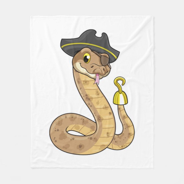 Snake as Pirate with Hook hand & Eye patch Fleece Blanket (Front)