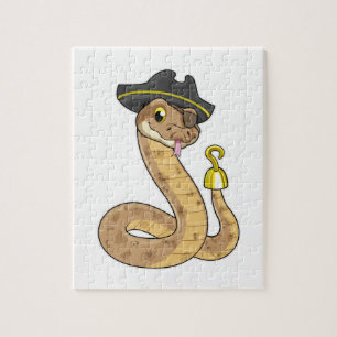 Snake as Pirate with Hook hand & Eye patch Jigsaw Puzzle
