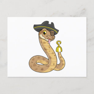 Snake as Pirate with Hook hand & Eye patch Postcard