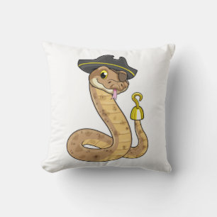 Snake as Pirate with Hook hand & Eye patch Throw Pillow