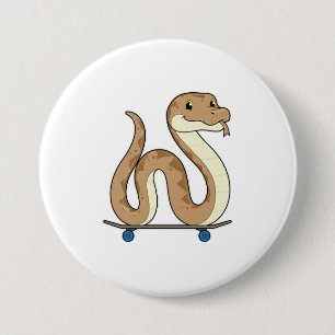 Snake as Skater with Skateboard 3 Inch Round Button
