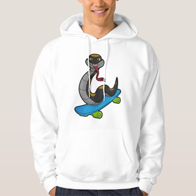 Snake as Skater with Skateboard Hoodie (Front)