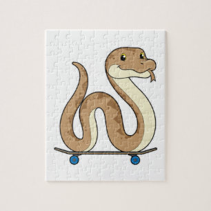 Snake as Skater with Skateboard Jigsaw Puzzle